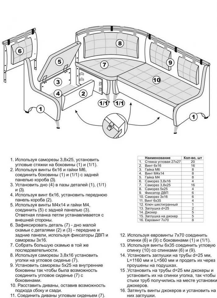 Как разобрать угловой диван