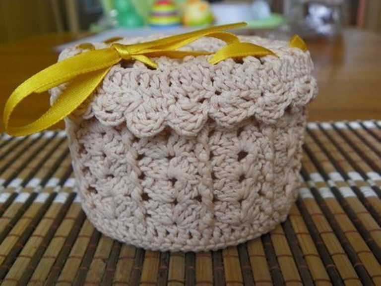 Корзинки из трикотажной пряжи, мастер - класс и 10 схем вязания