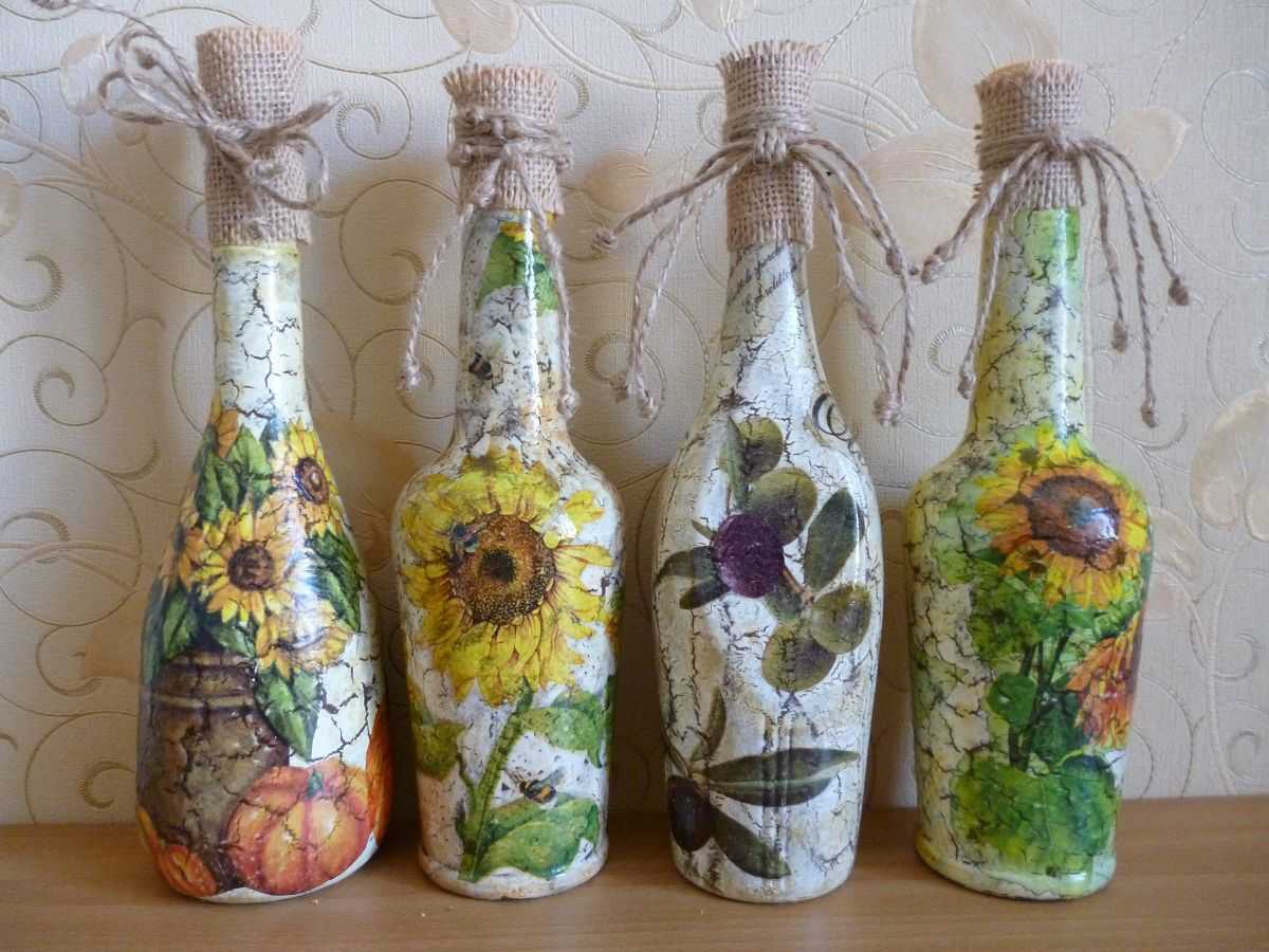 Декупаж бутылок: мастер-класс по изготовлению украшения (110 фото)